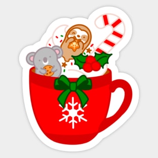 Cute Christmas Hot Chocolate Mug Sticker